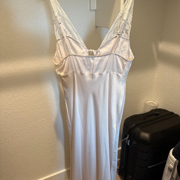 Free People Womens Country Side Maxi Dress, Cream Ivory, Satin Lace, Large - Picture 4 of 4